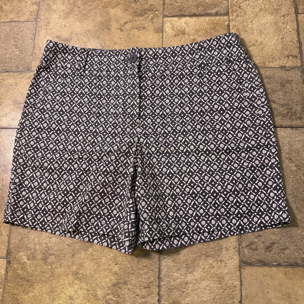 LOFT Outlet Womens 6 Short Navy White Geometric Print Chino Casual Shorts